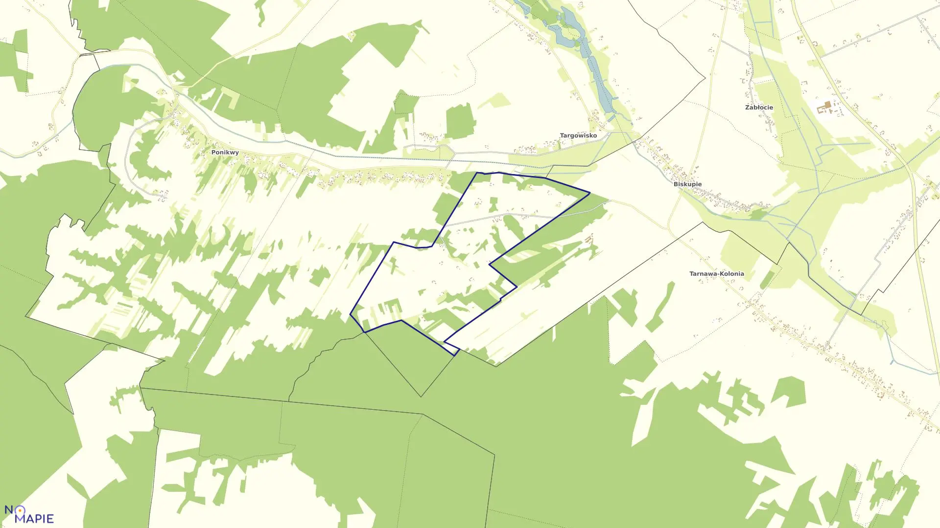 Mapa obrębu BISKUPIE KOLONIA w gminie Wysokie